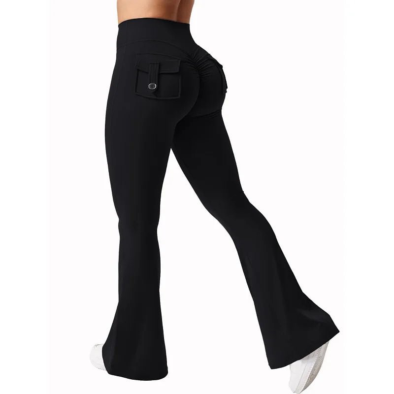 Women Flared Leggings with Pockets Gym Outdoor Fitness Athletic Workout Leggins Yoga Pants Sports Training Bell - bottomed Trouser - SteelCoreWomen Flared Leggings with Pockets Gym Outdoor Fitness Athletic Workout Leggins Yoga Pants Sports Training Bell - bottomed TrouserSteelCoreSteelCore14:193black;5:100014065blackXLWomen Flared Leggings with Pockets Gym Outdoor Fitness Athletic Workout Leggins Yoga Pants Sports Training Bell - bottomed Trouser