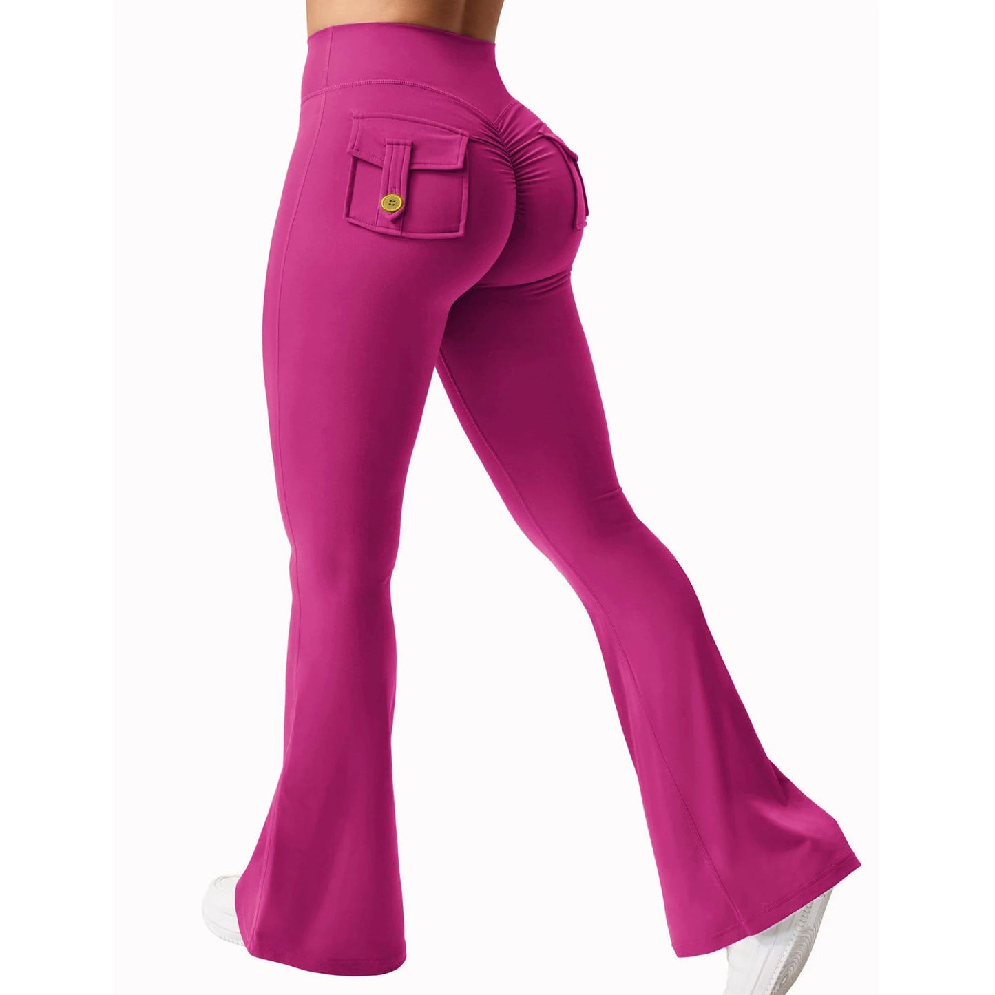 Women Flared Leggings with Pockets Gym Outdoor Fitness Athletic Workout Leggins Yoga Pants Sports Training Bell - bottomed Trouser - SteelCoreWomen Flared Leggings with Pockets Gym Outdoor Fitness Athletic Workout Leggins Yoga Pants Sports Training Bell - bottomed TrouserSteelCoreSteelCore14:496hot pink;5:100014065hot pinkXLWomen Flared Leggings with Pockets Gym Outdoor Fitness Athletic Workout Leggins Yoga Pants Sports Training Bell - bottomed Trouser